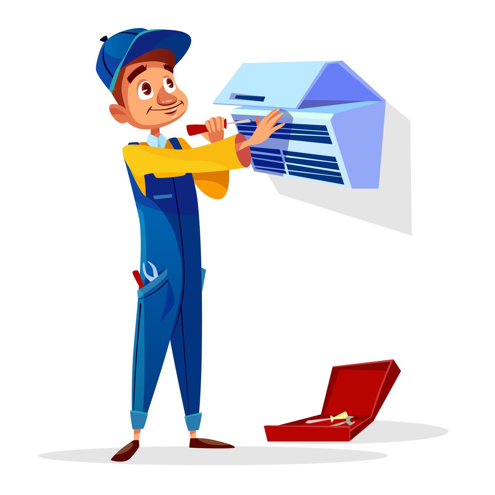 Cartoon image of an hvac tech needing SEO services
